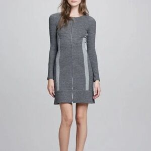 Theory Chayenne B Cityscape Contrast Wool Knit Blend Zip Front Dress Size 4